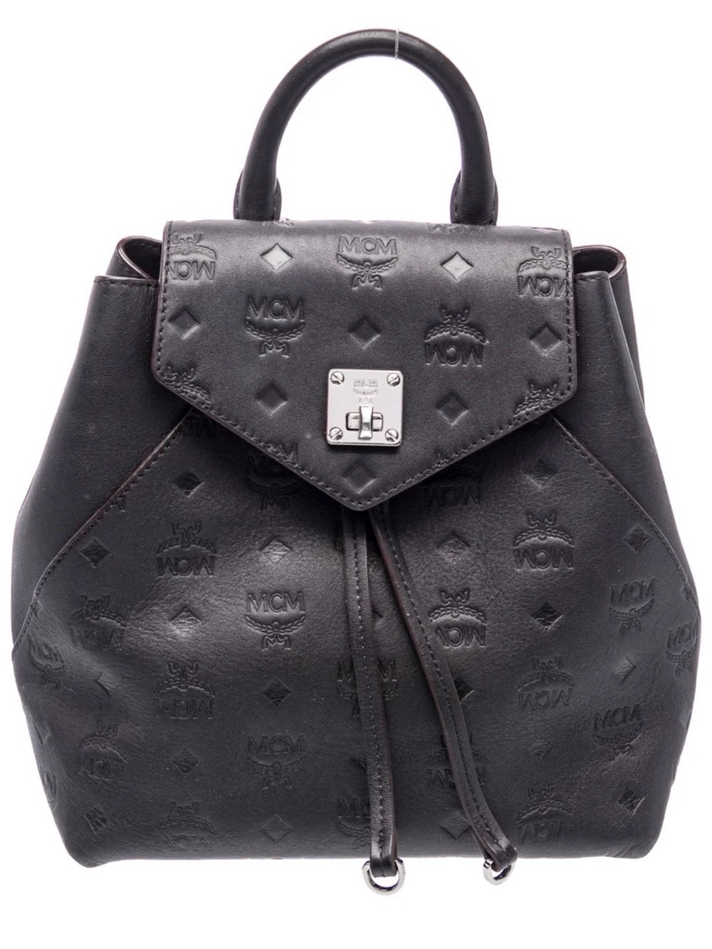 MCM Black Leather Monogram Crossbody Backpack
